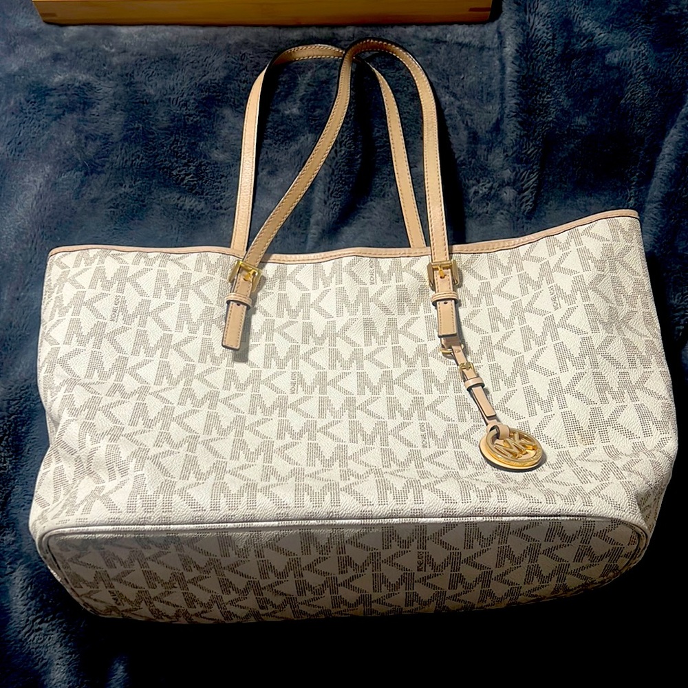 Michael Kors tan large logo bag